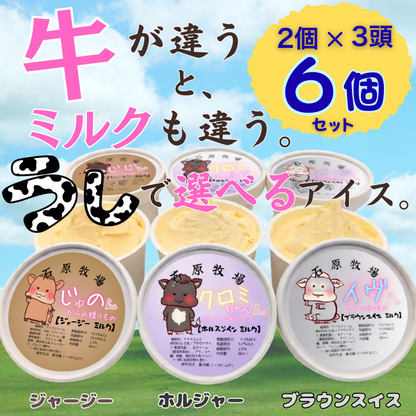 牛で選べるアイス 3頭6個セット
